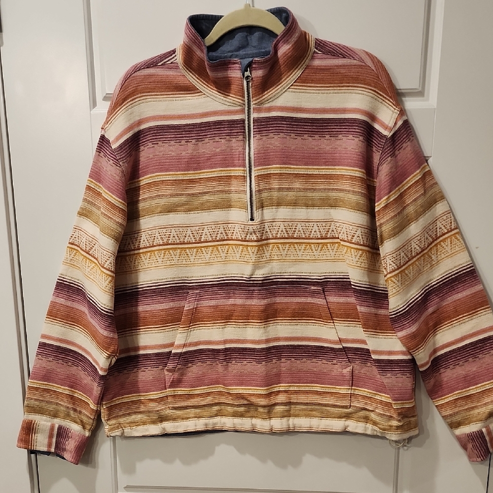 Pendleton Striped Half-Zip Sweater in Earth Tones